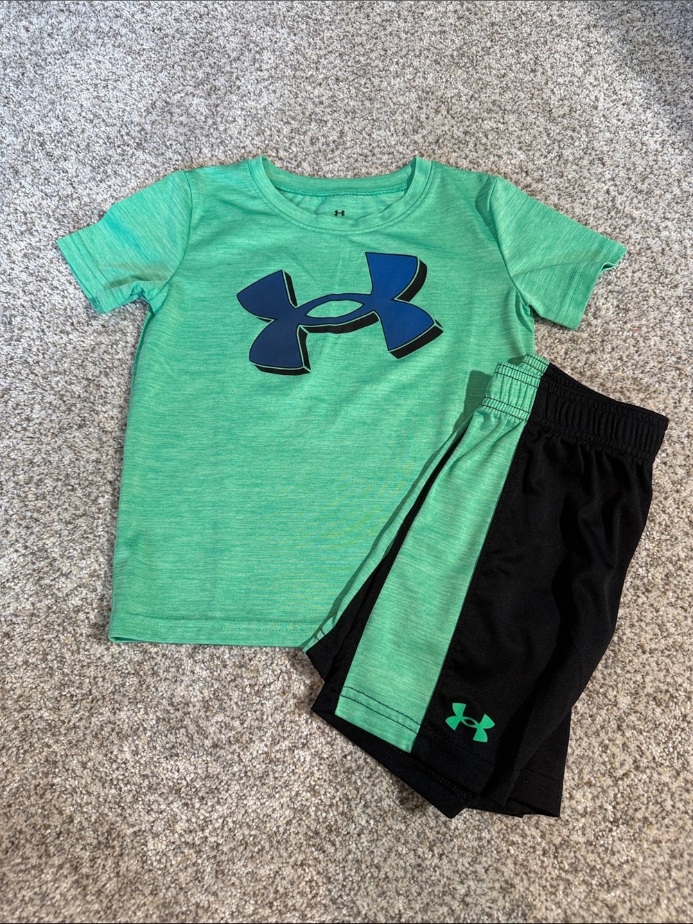 Under Armour Mint Green Tee with Black Athletic Shorts